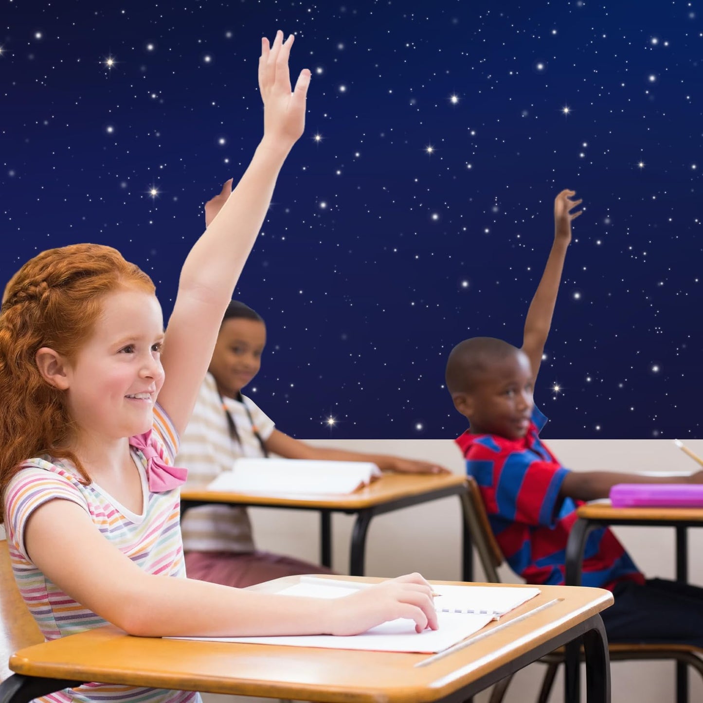 120x47 in Bulletin Board Fabric Background Back to School Classroom Decoration Large Polyester Photography Backdrop for Class Home Office Wall Decor Pillows Curtains Crafts Starry