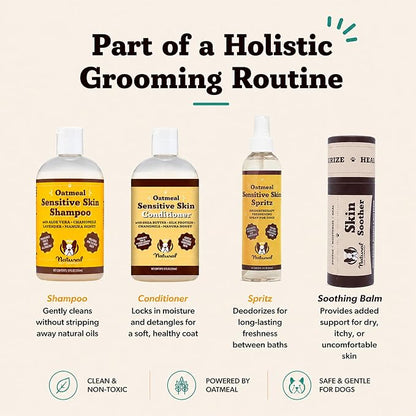 Natural Dog Company Sensitive Skin Dog Conditioner – Oatmeal Moisturizing for Sensitive & Itchy Skin, Detangling Grooming Formula for Long Haired Dogs, with Manuka Honey & Chamimile, 128 oz