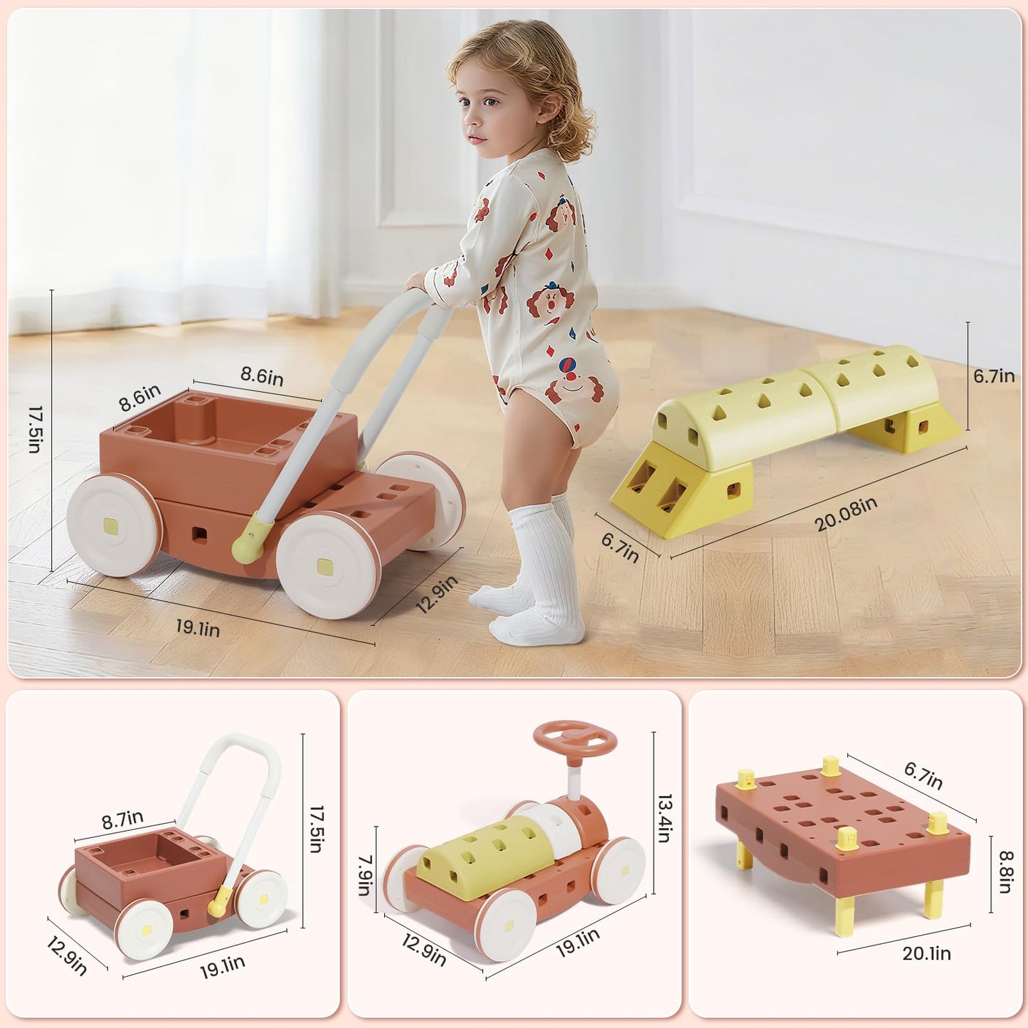 Tavlshero 41 PCS STEM DIY Building Blocks for Toddlers, Giant Educational Stacking Ride Toy, Montessori Jumbo Blocks to Improve Creativity for Age 3-8 Boys and Girls