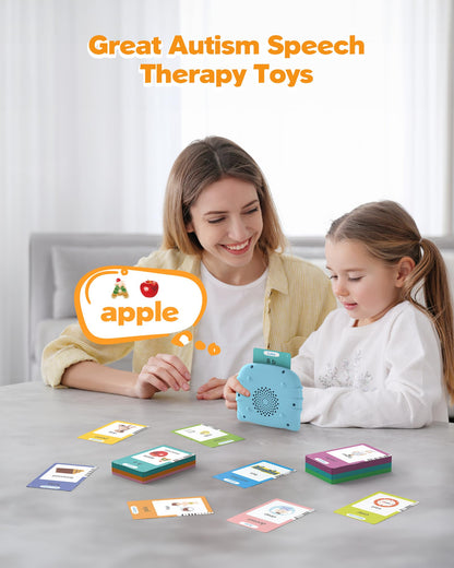 Airbition Bilingual Spanish and English Talking Flash Cards for Ages 2+, Pocket Speech Therapy Toy with 510 Words, Montessori Language Learning Toy, Children's Sensory Learning Kit