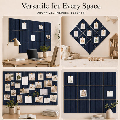 Baysola Stripe Felt Bulletin Board Panels 48 x 36 Inch Self Adhesive Wall Tiles Cork Board Alternative for Office Classroom Photos Notes 12 Pack