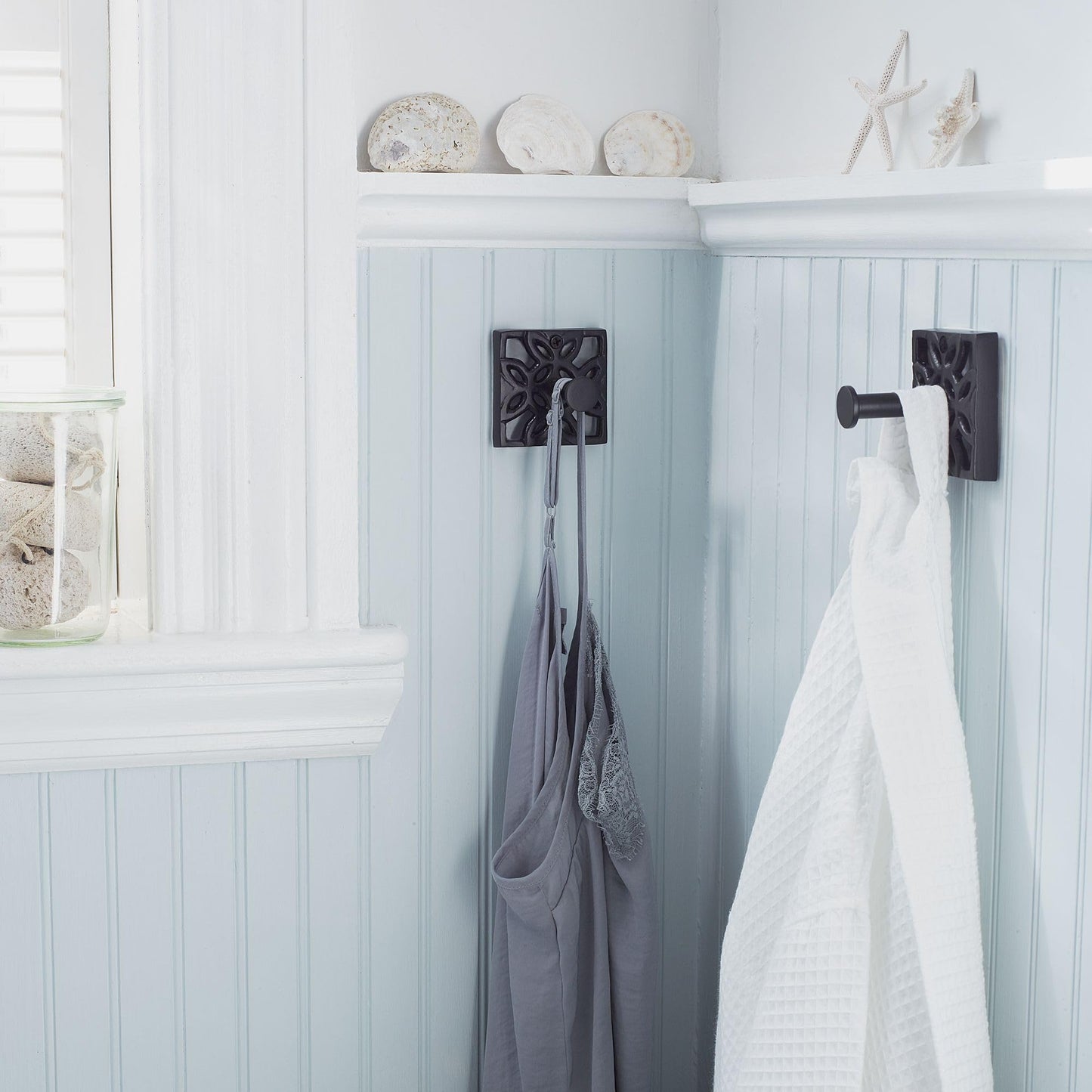 Autumn Alley Black Bathroom Towel Hook Robe Hook Wall Mounted - Decorative Wall Hooks for Towel, Robe, Coat, and Door Hooks for Bathroom Rustproof Modern Unique Style, 2 Pack