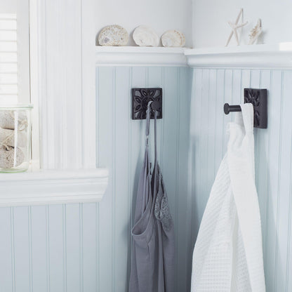 Autumn Alley Black Bathroom Towel Hook Robe Hook Wall Mounted - Decorative Wall Hooks for Towel, Robe, Coat, and Door Hooks for Bathroom Rustproof Modern Unique Style, 2 Pack