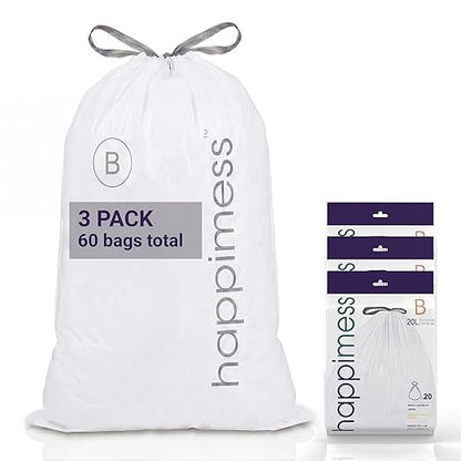 happimess HPM3000B-WHITE 5.3 Gallon Kitchen Drawstring Trash Bags, Trash Can