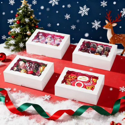 RomanticBaking 8x5x2 Inch 21PCS Cookies Boxes Chocolate Covered Strawberries Boxes Bakery Boxes with Window for Cakesickle Chocolate Truffle Pretzel & Party favors Packing