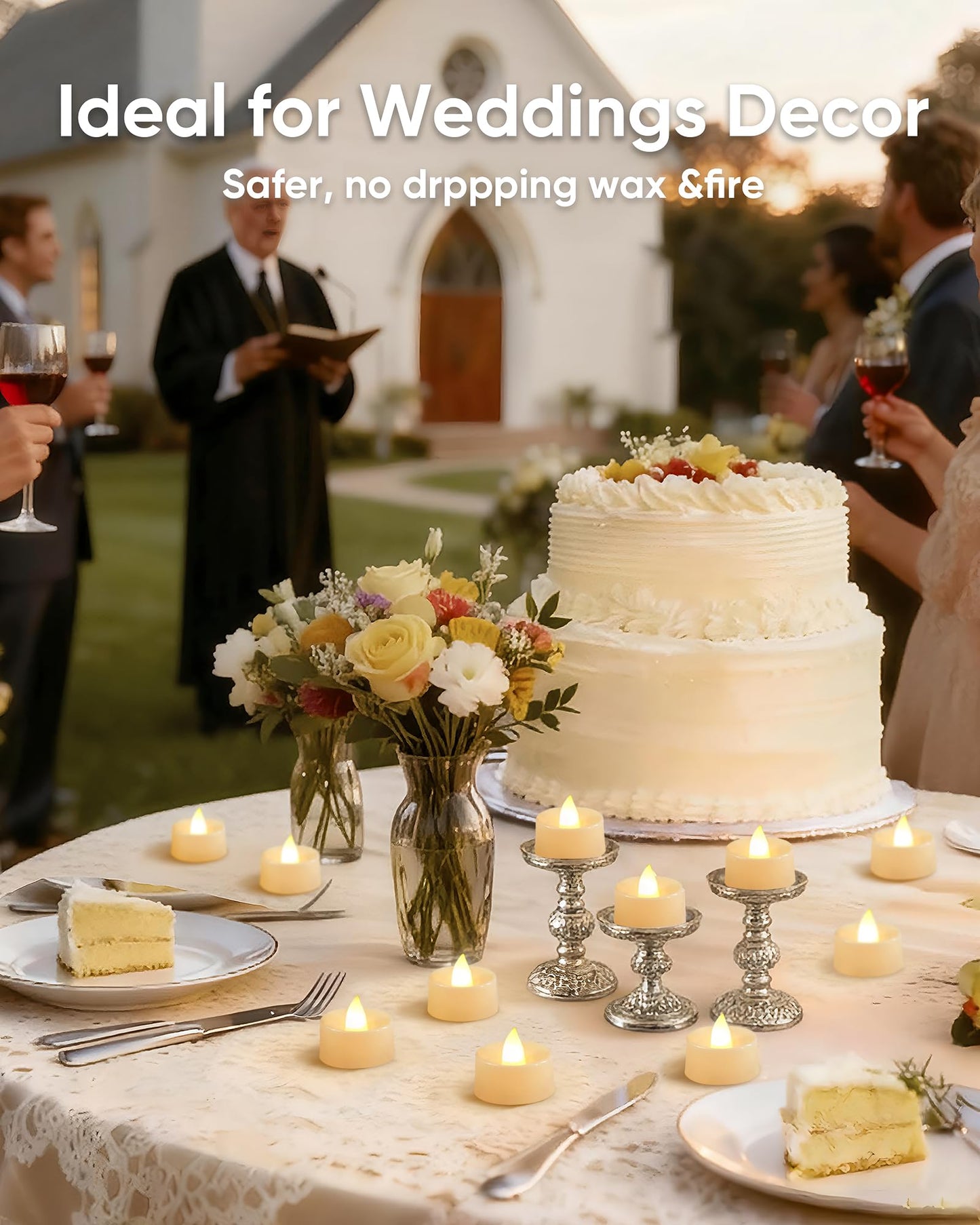 Amagic 30Pcs Flickering Flameless Tea Lights Battery Operated, 200+ Hours Long Lasting Electric Candle for Wedding Table Centerpiece, Home Decor, Gift, Holiday Decor