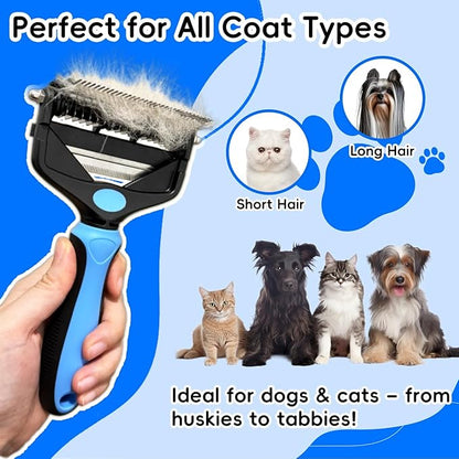 3-in-1 Professional Pet Grooming Brush for Dogs & Cats – Dematting Comb, Undercoat Rake & Deshedding Tool for Long & Short Hair, Heavy Shedding & Matted Fur