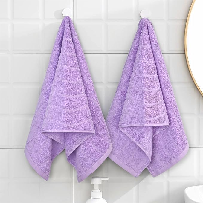 2-Piece Cotton Hand Towels Lavender, Ultra Soft and Highly Absorbent Towels