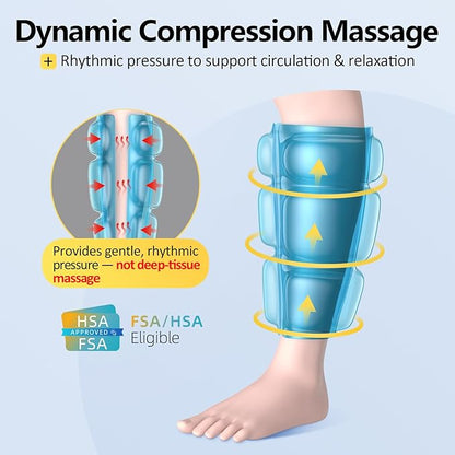 Comfytemp Cordless Calf Massager for Circulation and Pain Relief, FSA Eligible HSA Portable Leg Massage with Heat and Compression, Birthday Gift for Men Women Seniors, Recovery for RLS, Edema, Muscles