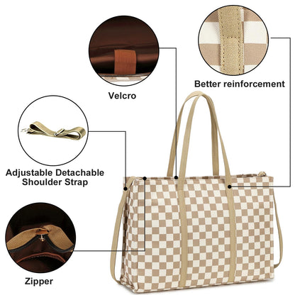 Laptop Tote Bag for Women Work 15.6 inch Canvas Shoulder Bags Computer Messenger Purse Teacher Handbag Office Briefcase