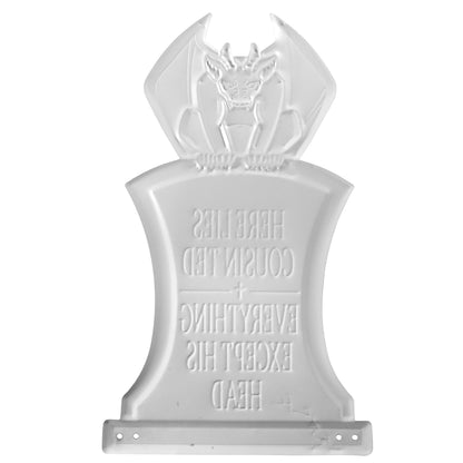 3-D Metal Halloween Ghost XL 17" Tombstone w Stakes-RIP Cousin Ted(Gargoyle)-Durable, Rustproof, UV Raised Printing-Upgrade Your Haunted House Party Cemetery Lawn Decor-No More Flimsy Foam Graveyards