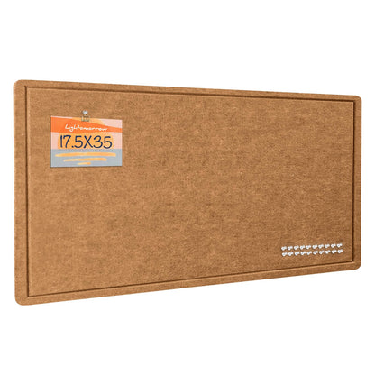 Lightomorrow Bulletin Board, 35 x 17 1/2 inches Felt Board - Decorative Pin Board, Cork Board Alternative for Wall, Foldable Self-Adhesive Vision Board Prayer Board with 20 Pushpins-Apricot