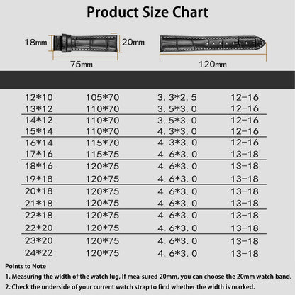Boache Genuine Leather Watch Band Quick Release Italian Calfskin Crocodile Pattern Watch Straps 12 to 24mm Business Classic Style Genuine Leather Watch Strap Replacement Band for Men Women