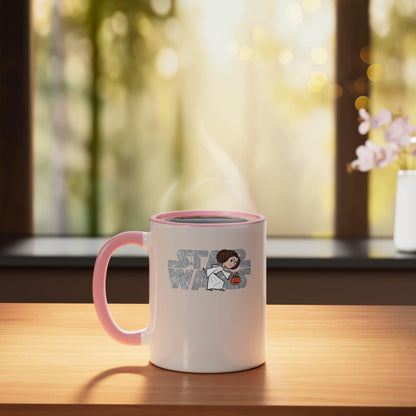 Star Wars Logo Princess Leia Halloween Ceramic Mug, Pink/White