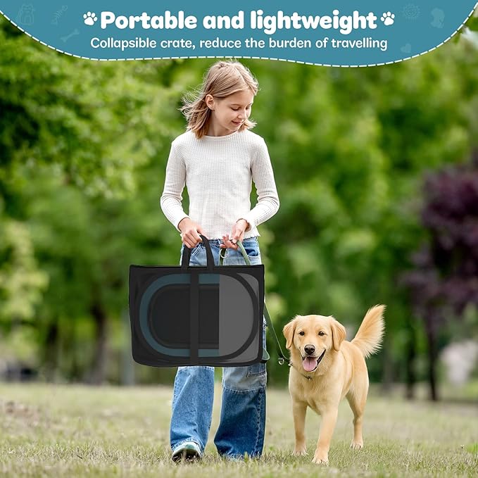 Foldable Pet Playpen for Cat Dog - Portable Cats Dogs Kennel Pop Up Dog Playpens, Medium Pets CrateTent Cage with Carrying Case for Outdoor Travel
