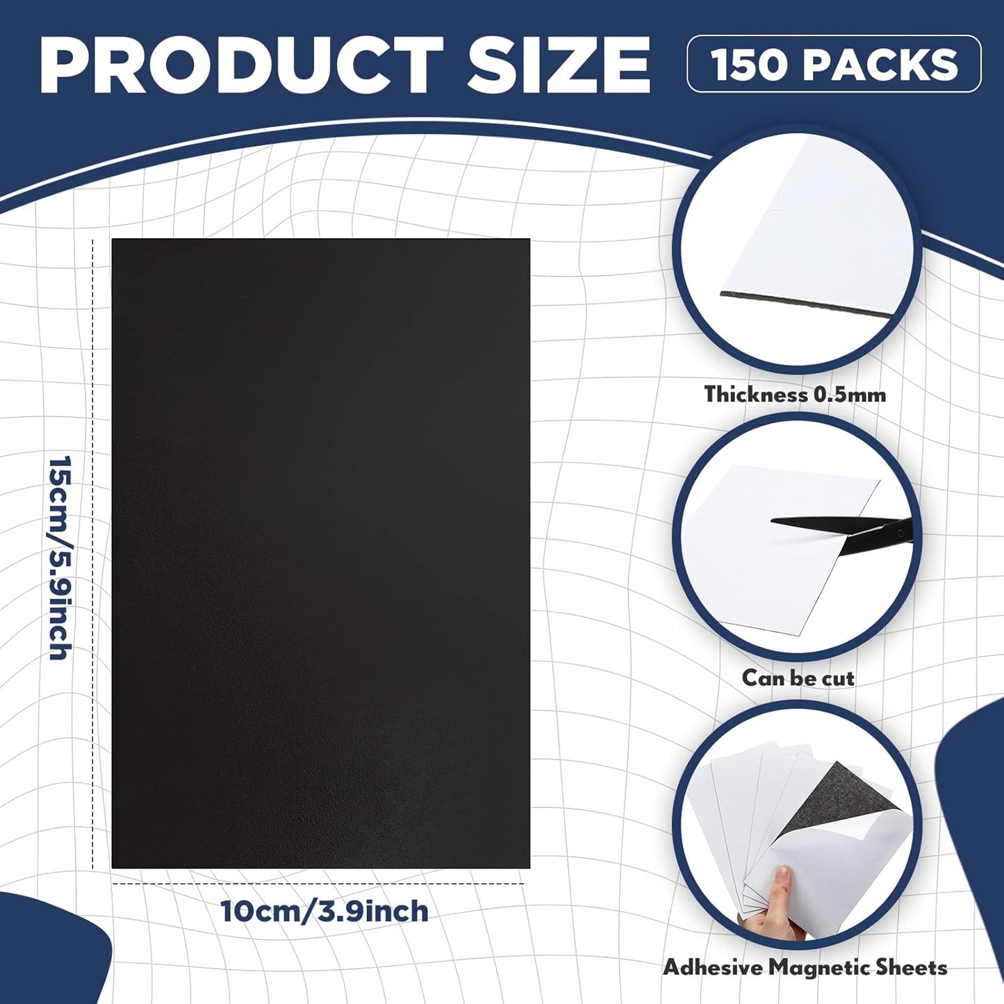 Macarrie 4 x 6 Adhesive Magnetic Sheets with Adhesive Backing Cuttable Magnetic Paper Stickers Flexible Peel and Stick for Picture Crafts Die Storage Photos(150 Pcs)