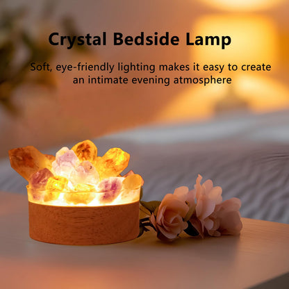 Runyangshi Natural Amethyst Crystal Night Lamp Bedroom Bedside Sleep Night Light Healing Crystal Gemstone Quartz Light Ambient Light USB Powered Night Decorations Desktop Ornament for Home Decor Gift