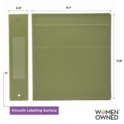 Carstens 2-Inch Heavy Duty 3-Ring Binder - Side Opening, Sage, Durable Plastic, Precision No-Gap Rings, Waterproof Covers, No Pockets, Holds 300 Letter-Sized Sheets, BPA-Free, Made in USA (5826-3R)