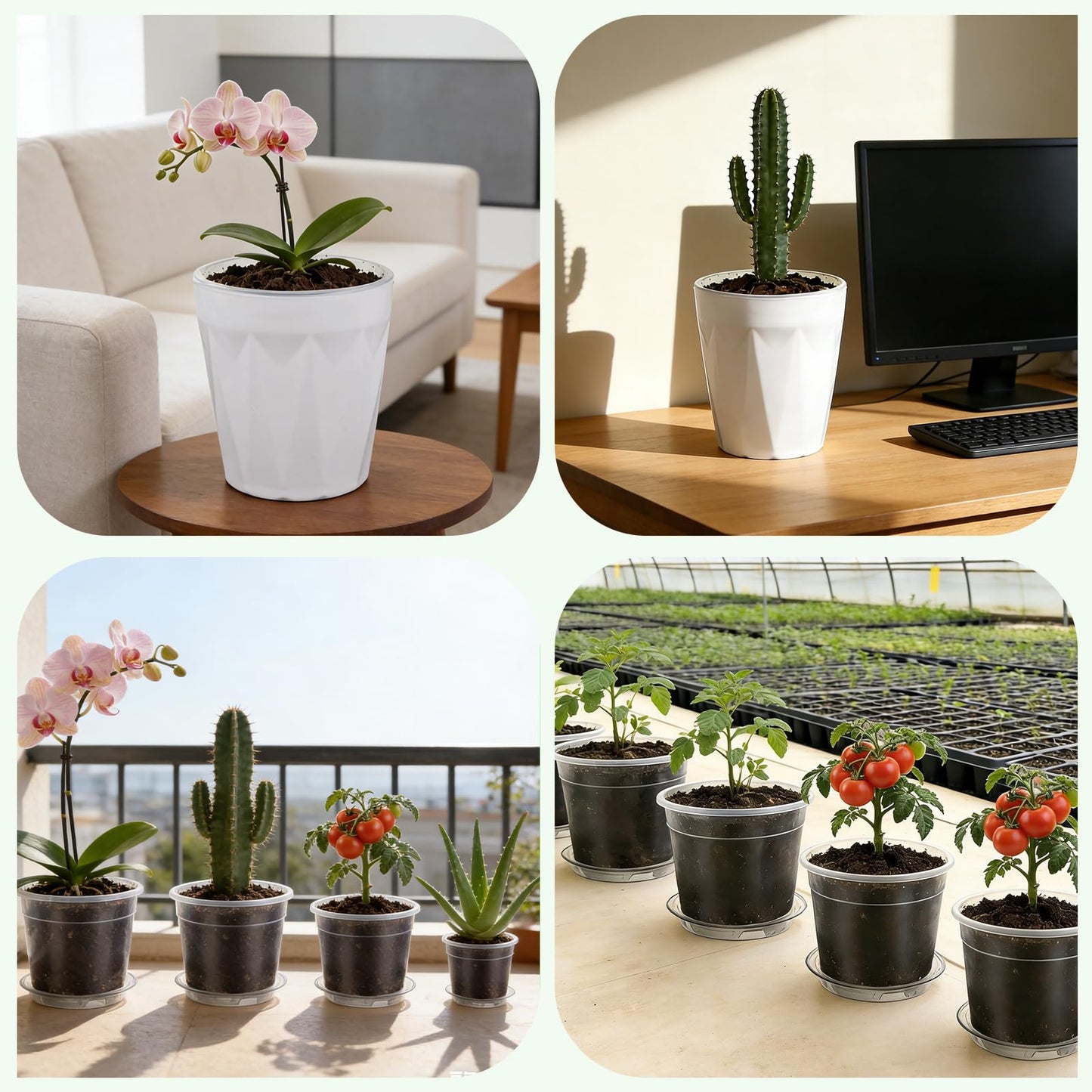 15 Packs Clear Nursery Pots with Drainage for Plants,6.8/6.7/6/5/4.5 Inch High Transparency Plastic Plant Pot Seedling Planter with 3 Decor Planters and Gardening Tools,Reinforced and High Hardness