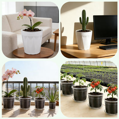 15 Packs Clear Nursery Pots with Drainage for Plants,6.8/6.7/6/5/4.5 Inch High Transparency Plastic Plant Pot Seedling Planter with 3 Decor Planters and Gardening Tools,Reinforced and High Hardness