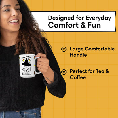 LookHUMAN Halloween Coffee Mug - Halloween Is Meowgical Mugs, Spooky Coffee Mug | Cup Gifts Idea, 15 Ounce