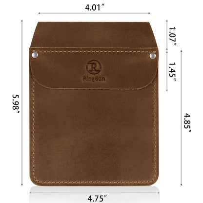RingSun Genuine Leather Pocket Protector for Men, Handmade Durable Pocket Tool Pouch, Jeans Shirts Pocket Protector for Tools Pens, Update Brown