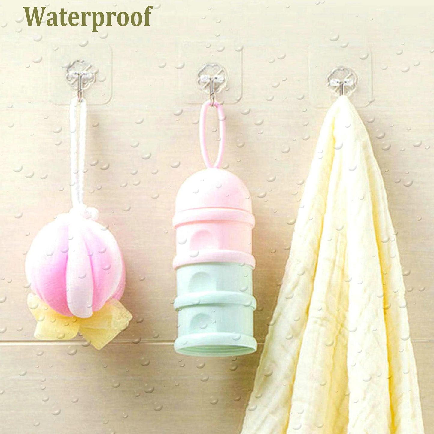 Jwxstore 24 Pack Adhesive Wall Hooks 33LB Heavy Duty No Drill Transparent Waterproof Hooks for Bathroom Kitchen Towel Coat Office Home Outdoor