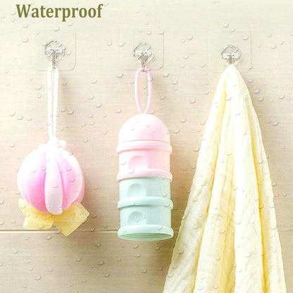 Jwxstore 24 Pack Adhesive Wall Hooks 33LB Heavy Duty No Drill Transparent Waterproof Hooks for Bathroom Kitchen Towel Coat Office Home Outdoor