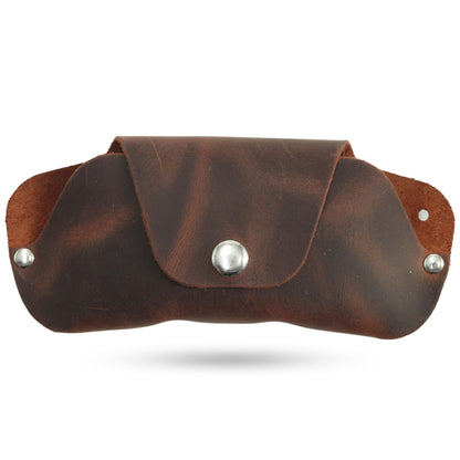 Toprank Leather Eyeglass Case - Handmade Slim Sunglasses Holder, Genuine and Universal Fit for Men and Women (Tan)