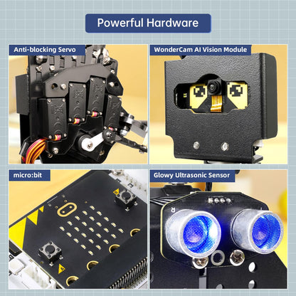 Robot Hand with Micro: bit V2 AI Bionic Robotic Hand Five Fingers Solely Movement Mechanical Arm DIY Smart Robot & Engineering Kits, Science/Coding/Programming Set