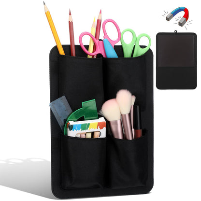 Vincreem Magnetic Locker Organizer, Locker Accessories 7 x 10 Inch Back to School Magnet Holder Bag First Day of School Supplies for Work Office Cabinet refrigerator(Black)