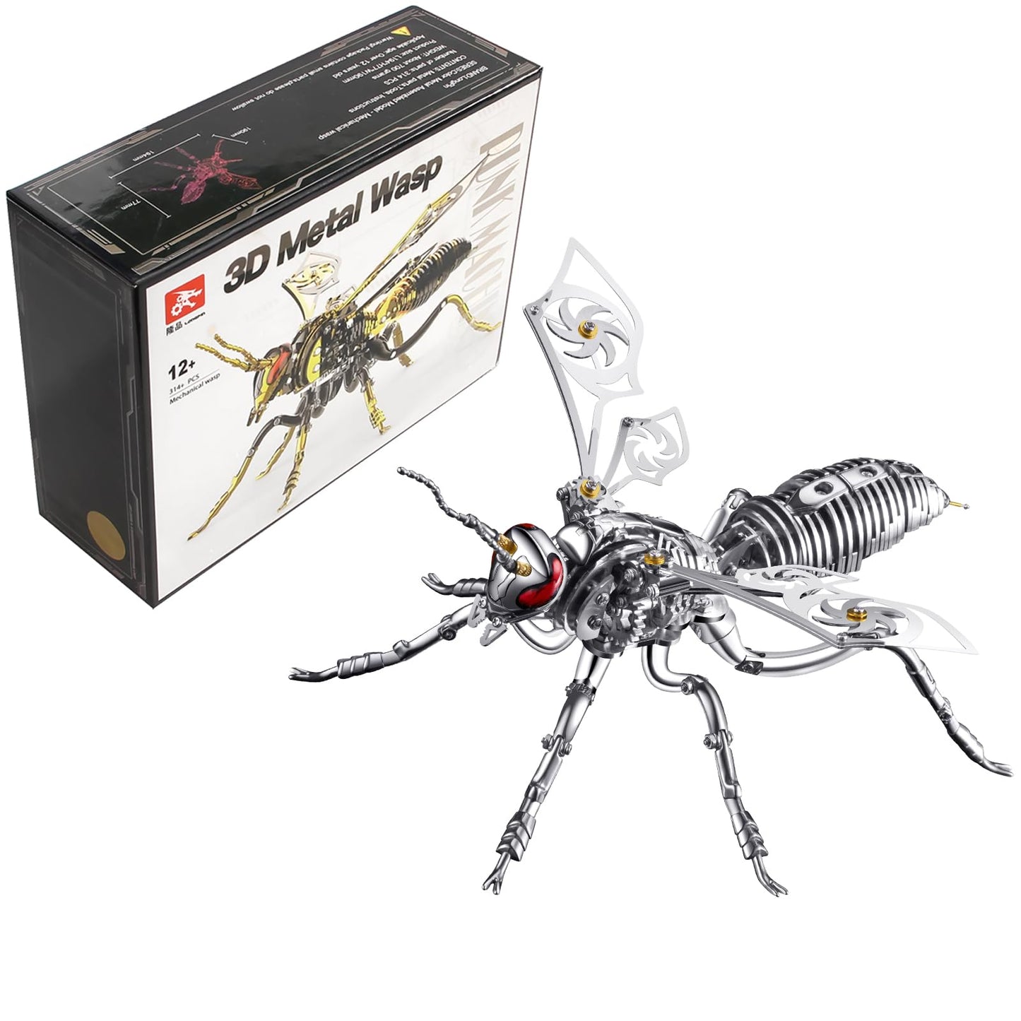 3D Metal Wasp Puzzles for Adults Model Kits Mechanical Puzzle Building Blocks, Difficult DIY for Assembly Gifts for Men (Steel)