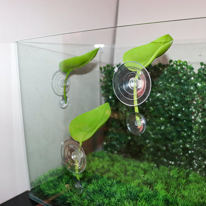 MHLLGN 3 Pack Plastic Leaf Decorations with Suction Cups, Gecko Tank Accessories, Reptile Terrarium Decorations for Crested Geckos, Leopard Geckos