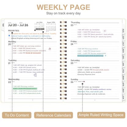 Planner 2026-2027, Weekly and Monthly Academic Planner, July 2026 - June 2027, Hardcover Calendar Agenda Book for School Year Planning, School Supplies for Teacher and Student, A5(6.3'' x 8.5'')