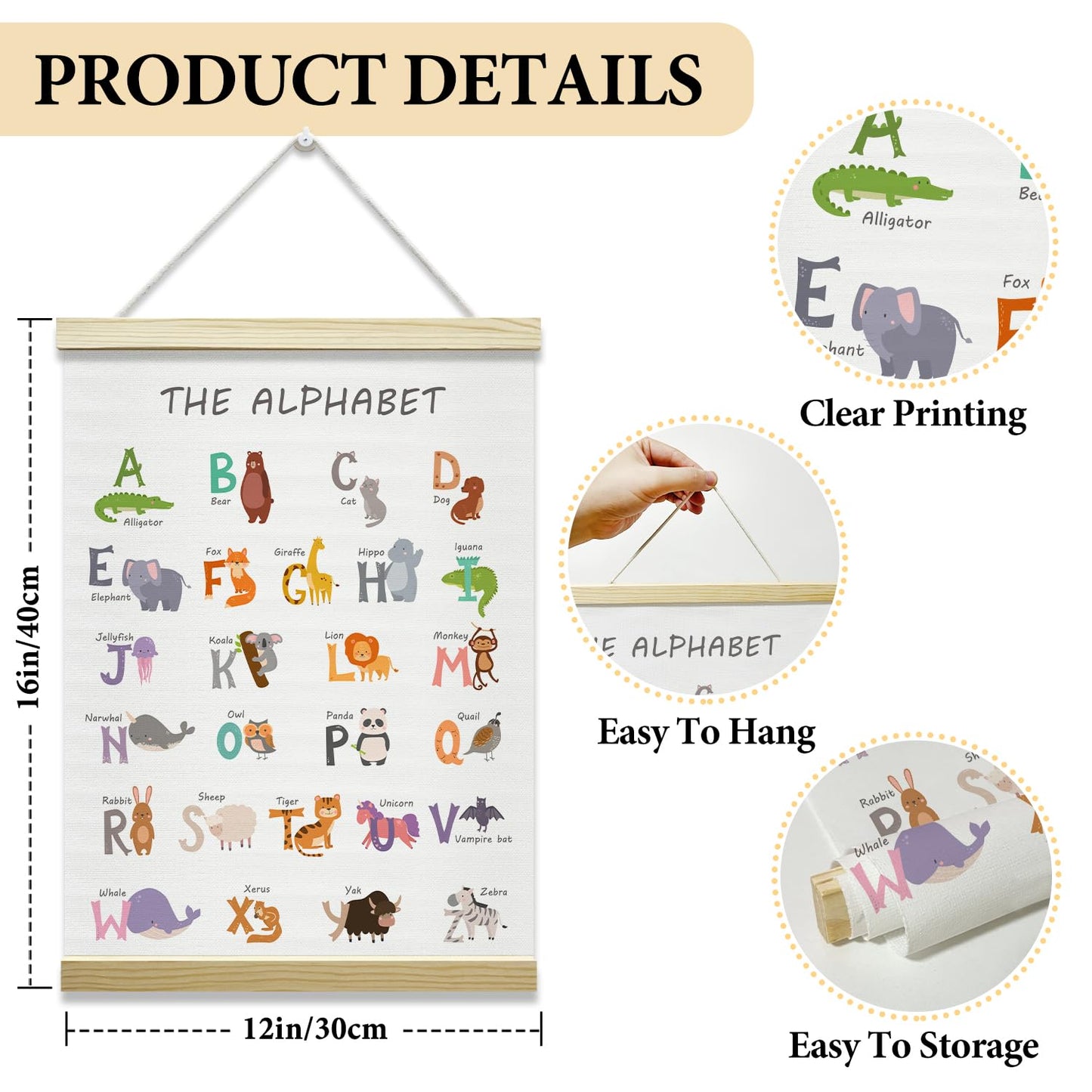 Nopoben Playroom Rules Poster Hanger Frame, Playroom Wall Art With Wooden Poster Hanger, Play Room Wall Decor, Classroom Kids Room Nursery Bedroom Decor(12x16 Inches)-22