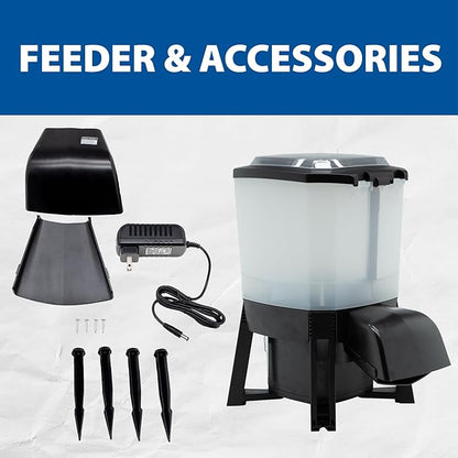 The Pond Guy KoiGrower Automatic Pond Fish Food Dispenser, Solar, Battery & AC Electric Power, Auto Timed Koi Pellet Feeder, 5 Gallon Feed Container