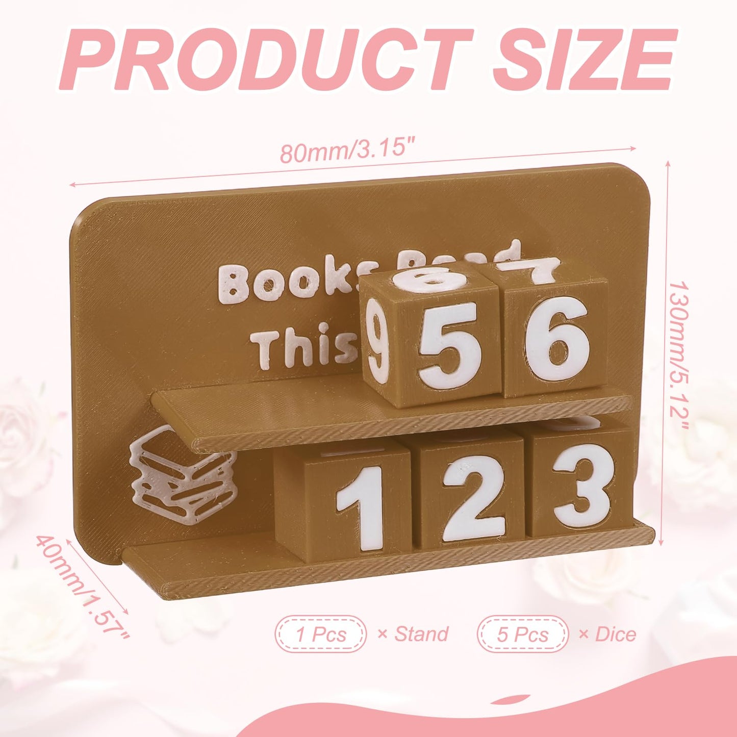 PATIKIL Books Read This Year Tracker, 3D Reading Challenge Counter Sign Library Bookshelf Decor Reading Challenge Number Up to 999 Books Gift for Reader Book Lovers Teachers, Brown