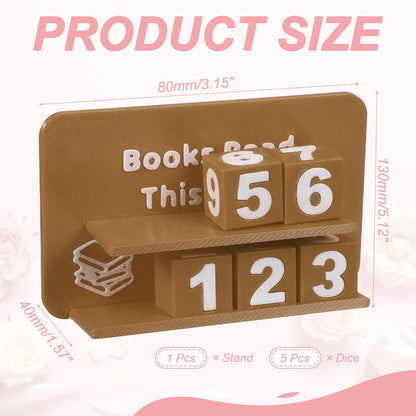 PATIKIL Books Read This Year Tracker, 3D Reading Challenge Counter Sign Library Bookshelf Decor Reading Challenge Number Up to 999 Books Gift for Reader Book Lovers Teachers, Brown