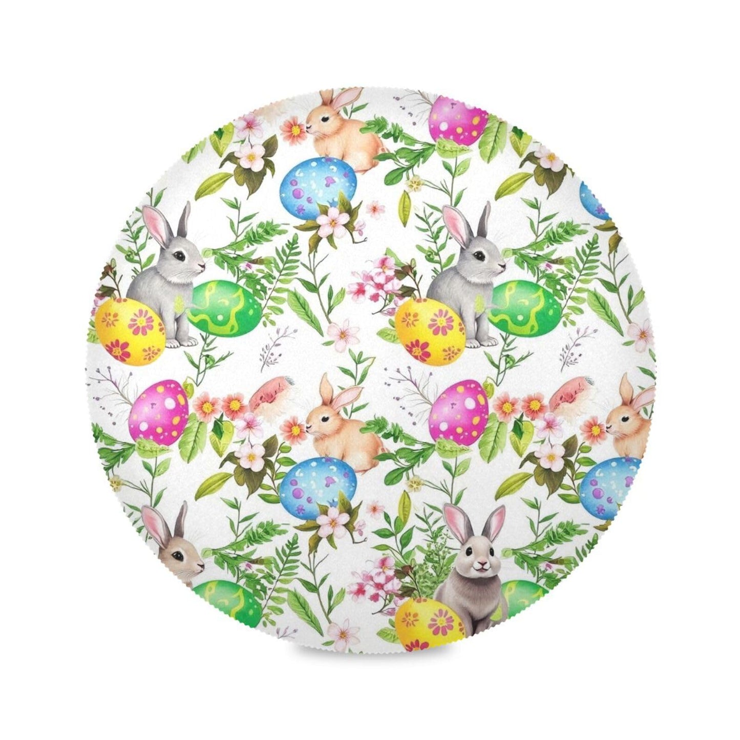 Easter Placemats Easter Bunny Eggs in Grass Flowers Round Placemats Set of 6 for Kitchen Table Washable Kitchen Table Mats Place mats