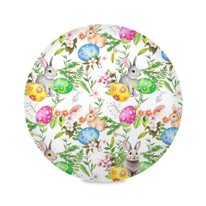 Easter Placemats Easter Bunny Eggs in Grass Flowers Round Placemats Set of 6 for Kitchen Table Washable Kitchen Table Mats Place mats