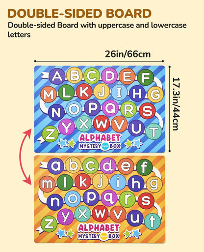 JoyCat Mystery Alphabet Box for Kids 52 PCS Letters Sorting Matching Game Activities Letter Sounds Fine Motor Learning Toys for Preschool Kindergarten Classroom - Easter Basket Stuffers Gifts for Kids