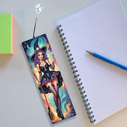 JISHSHAY 4 PCS Halloween Diamond Painting Bookmarks Witch Diamond Art Book Marks Witch Gem Art Bookmarkers Gem Painting Book Markers Horror Crafts for Adults DIY Bookmarks Embroidery Bookmarkers