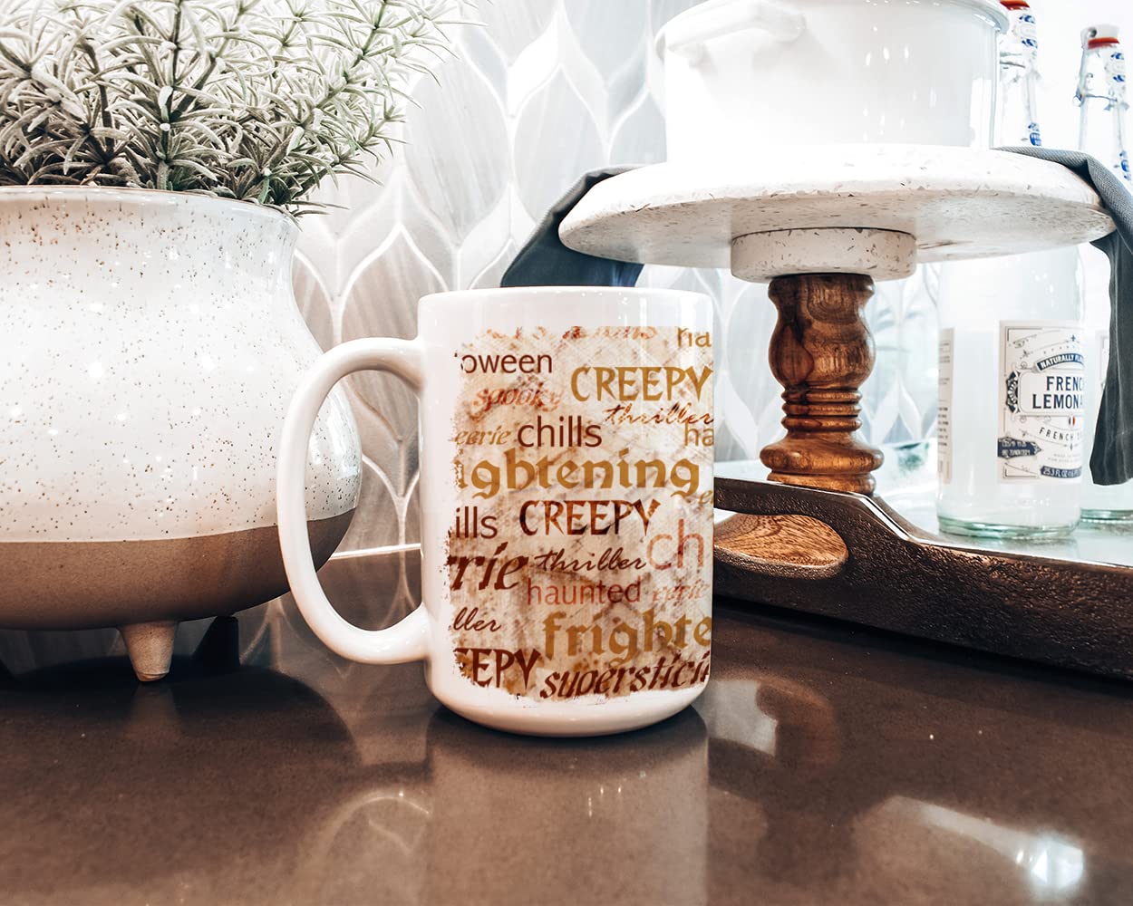 Caroline's Treasures SB3012CM15 Creepy, Haunted and Frightful with skulls Halloween Dishwasher Safe Microwavable Ceramic Coffee Mug 15 ounce, 15 ounce, multicolor
