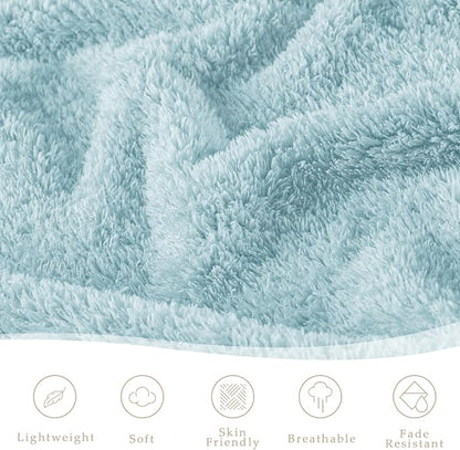 Exclusivo Mezcla Fleece Twin Size Bed Blanket, Ultra Soft, Lightweight and Fuzzy Stone Blue Blanket for Women, Home Decor, 60x80 Inches