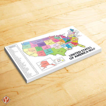 United States Map - USA Poster, US Educational Map - With State Capital - for Ages Kids to Adults- Home School Office - Printed on 12pt. Glossy Card Stock | Bulk Pack of 10 | 12 x 18 Inches