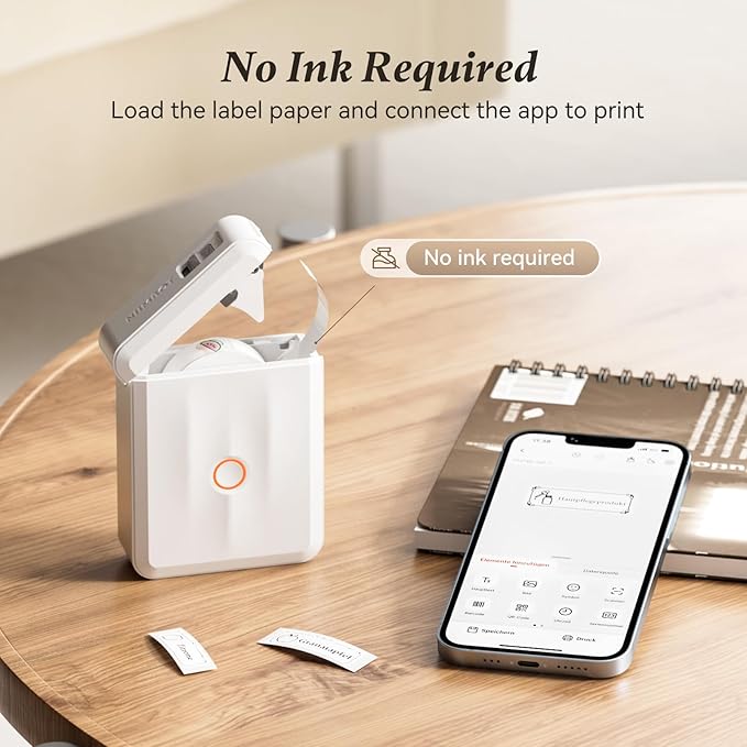 NIIMBOT Label Maker Machine Bluetooth Label Printer for School Home Office Organization, Wireless Mini Labeler D110 Upgraded Version, Label Machine with 3 Labels, White