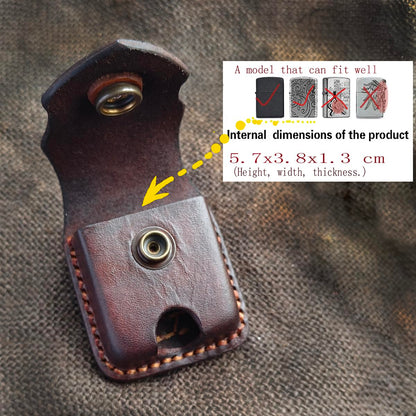 Gucaibu Leather Lighter Case, Dark Brown Western Style with Bronze Eagle Medallion, Handcrafted Holder
