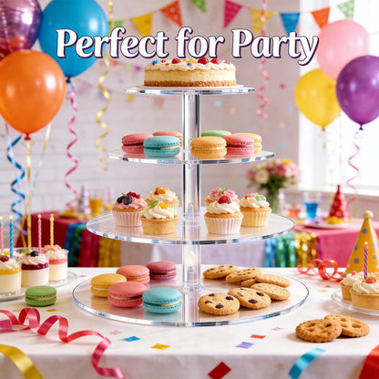 Vankcp 1 Pcs Cupcake Stand, 4-Tier Round Acrylic Cupcake Display Stand for 50 Cupcakes, Clear 4 Tier Cupcake Stand for Wedding Birthday Party，Halloween
