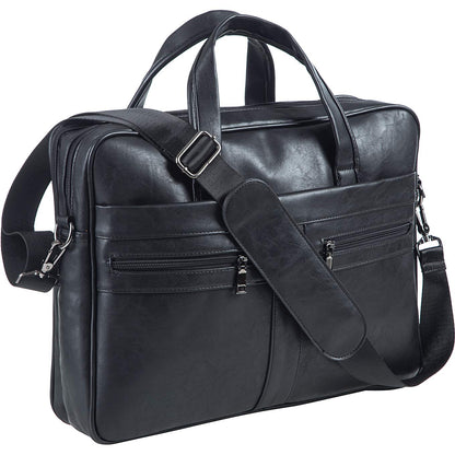 seyfocnia Men's Leather Messenger Bag, 15.6 Inches Laptop Briefcase Business Satchel Computer Handbag Shoulder Bag for Men-Black