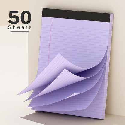 6 Pack Colored Legal Pads 8.5 x 11 College Ruled Paper Note Pads Narrow Ruled 50 Sheets per Notepad Perforated Writing Pad Durable Sturdy Back 8x11 Pads of Paper Pink Purple Blue Green White Yellow